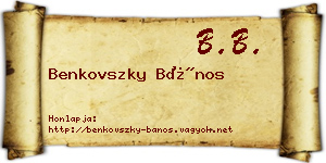 Benkovszky Bános névjegykártya